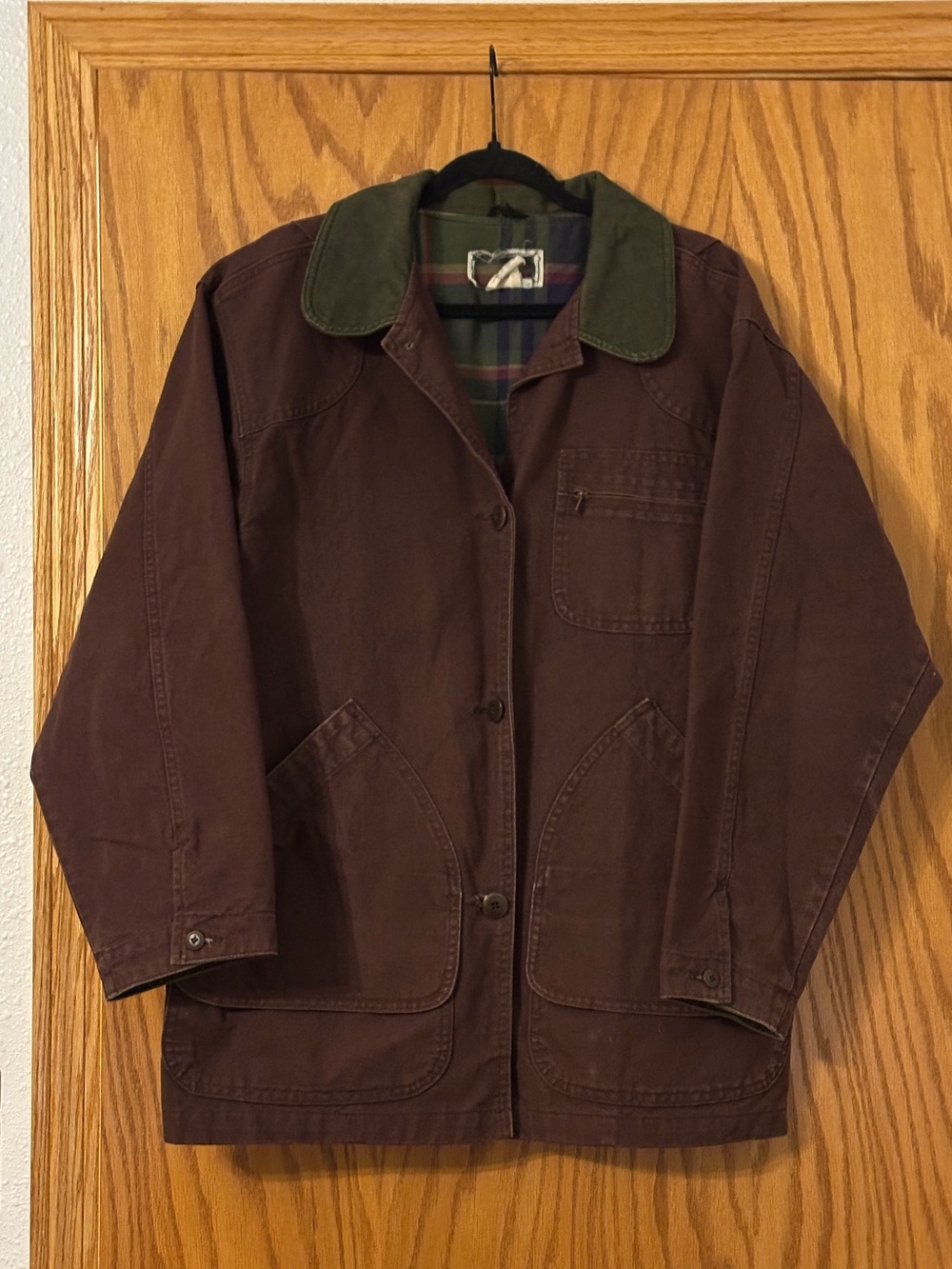 LL Bean Vintage Women's Brown Field Jacket w/Corduroy Collar - Size XL(estimate)